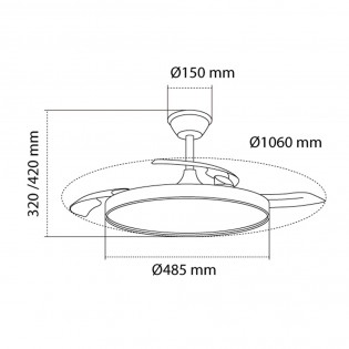 Ventilateur LED pales pliantes Polaris CCT Dim (43W)