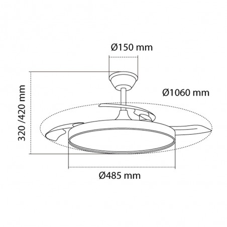 Ventilateur LED pales pliantes Polaris CCT Dim (43W)