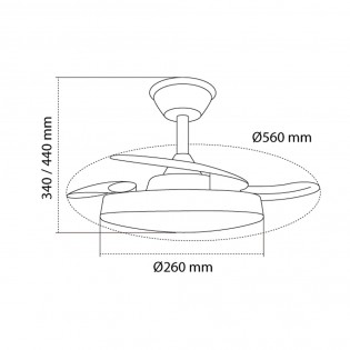 Ventilateur LED pales rétractables Hornet CCT Dim (32W)