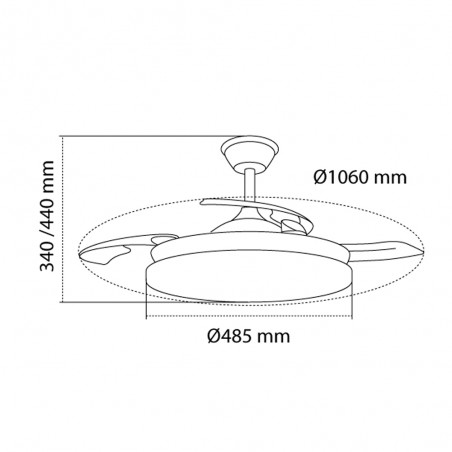 Ventilateur LED pales pliantes Stars Evo CCT Dim Smart (72W)
