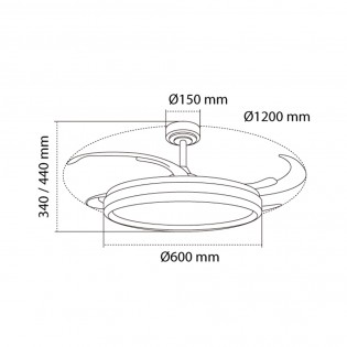 Ventilateur LED pales pliantes Charly L CCT Dim (80W)