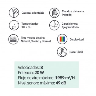 Ventilateur à poser Miera 8 vitesses Touch Control (20W)