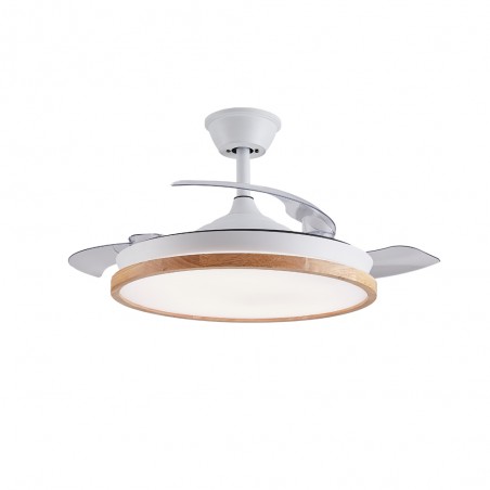 Ventilateur LED avec pales rétractables Palmer Blanc CCT Dim (36W)