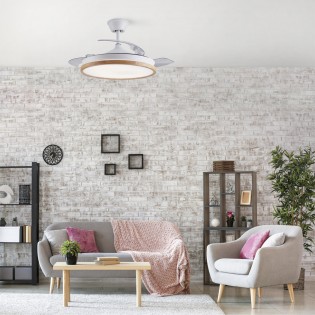Ventilateur LED avec pales rétractables Palmer Blanc CCT Dim (36W)