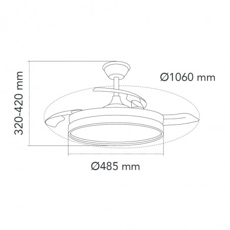 Ventilateur LED avec pales rétractables Cosmatos CCT Dim (45W)