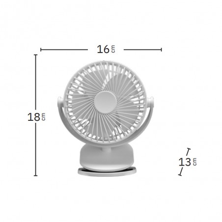 Ventilateur avec pince et batterie rechargeable Peñafiel (5W)