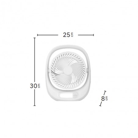 Ventilateur rechargeable avec lumière LED et USB Aguila (5W)