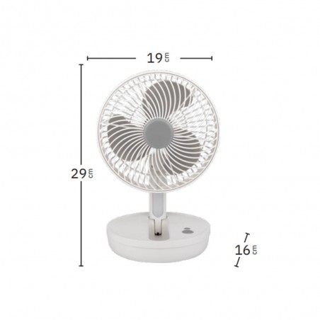 Ventilateur à batterie rechargeable et USB Pacheco (5W)