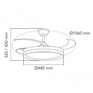 Ventilateur LED avec pales rétractables Michu Evo CCT Dim Smart (72W)