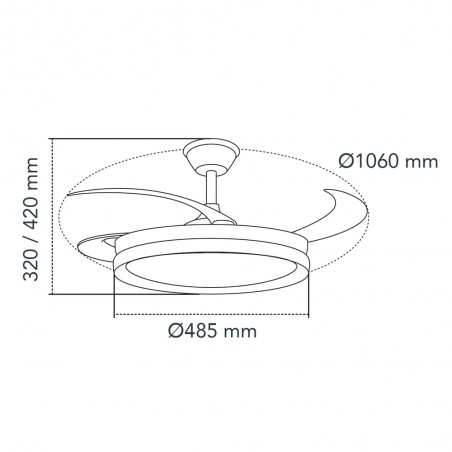 Ventilateur LED avec pales rétractables Michu Evo CCT Dim Smart (72W)