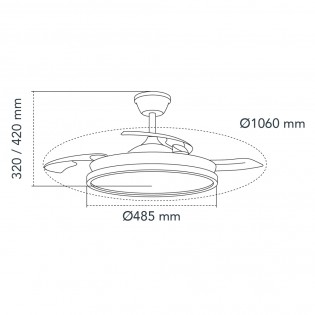 Ventilateur LED avec pales rétractables Palmer Blanc CCT Dim (36W)