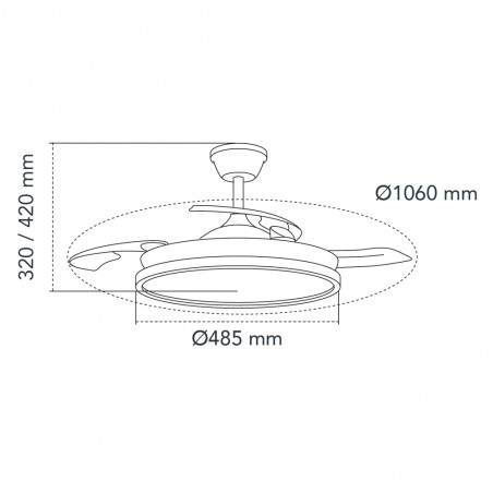 Ventilateur LED avec pales rétractables Palmer Blanc CCT Dim (36W)