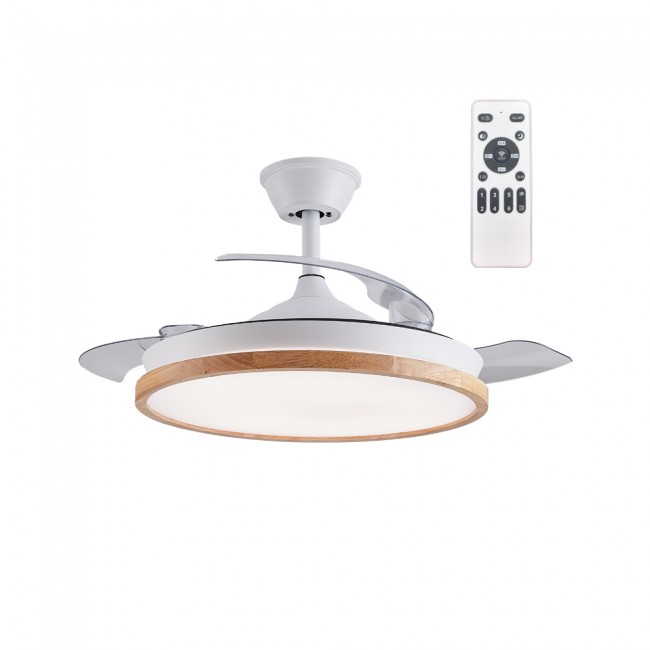 Ventilateur LED avec pales rétractables Palmer Blanc CCT Dim (36W)