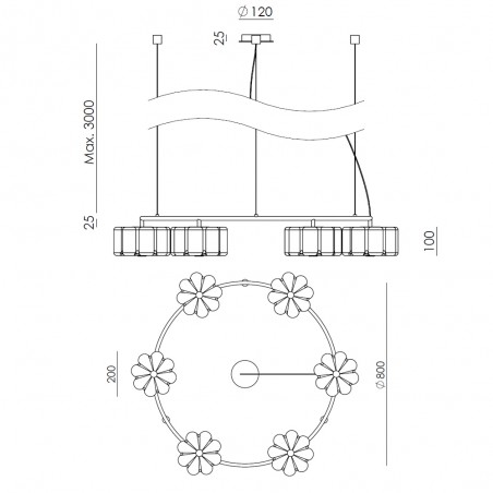 Lampe suspendue Flow (6 lumières)
