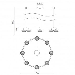 Lampe de suspension Hado (8 lumieres)