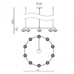 Lampe de suspension Hado (10 lumieres)