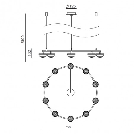 Lampe de suspension Hado (10 lumieres)