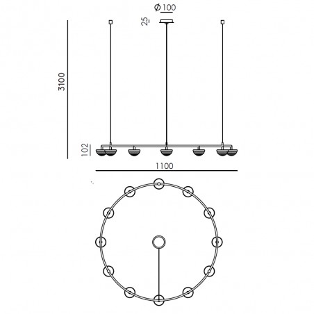 Lampe de suspension Hado (12 lumieres)