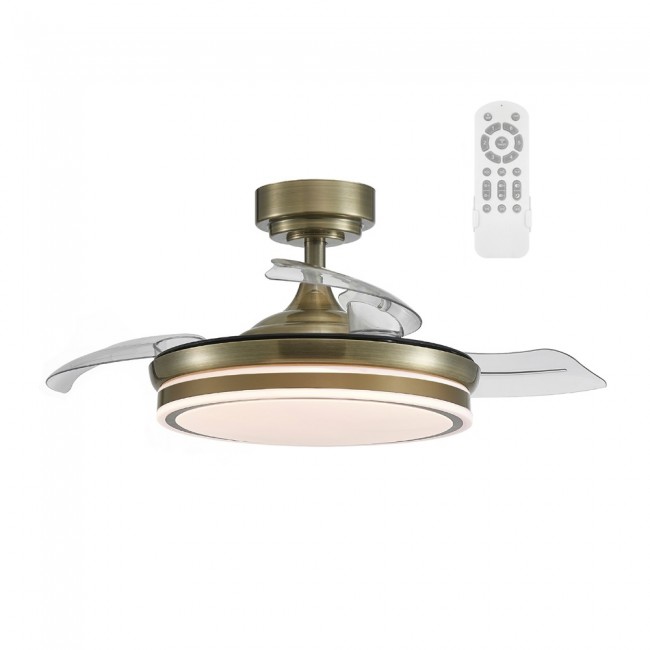 Ventilateur à LED avec pales rétractables Perla Mini Cuir CCT (35W)