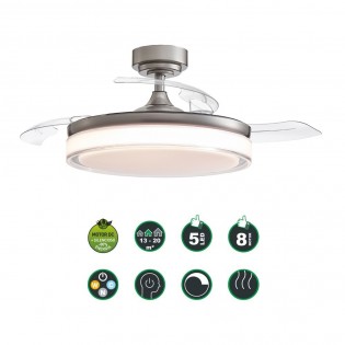 Ventilateur à LED avec pales rétractables Oroel Nickel CCT (45W)