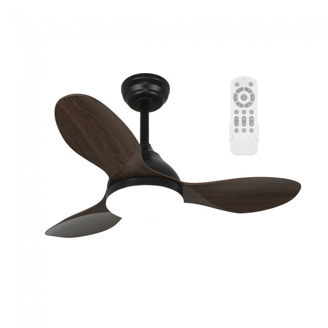 Ventilateur de plafond LED Cavil Mini Noir+Bois CCT Dim (20W)