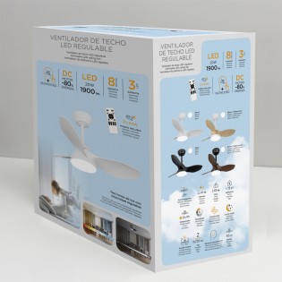 Ventilateur de plafond LED Cavil Mini S Blanc CCT Dim (20W)