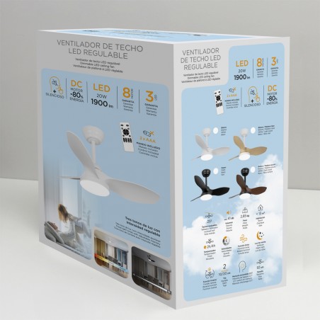 Ventilateur de plafond LED Cavil Mini S Blanc CCT Dim (20W)