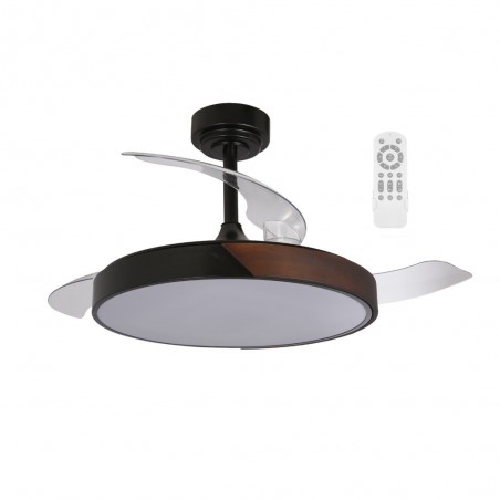Ventilateur LED à lames repliables Terno Noir CCT Dim (72W)