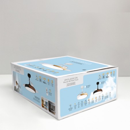 Ventilateur LED à lames repliables Terno Blanc CCT Dim (72W)