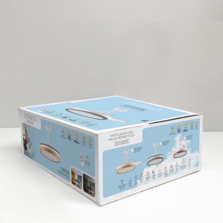 Ventilateur pales rabattables LED Tamero Hêtre CCT Dim (72W)