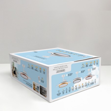 Ventilateur pales rabattables LED Tamero Cendre CCT Dim (46W)