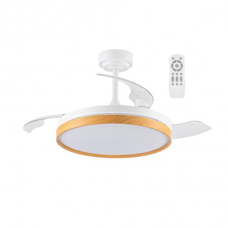 Ventilateur pales rabattables LED Tamero Hêtre CCT Dim (72W)