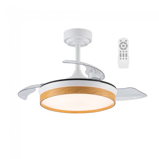 Ventilateur pales rabattables LED Tamero Hêtre CCT Dim (46W)