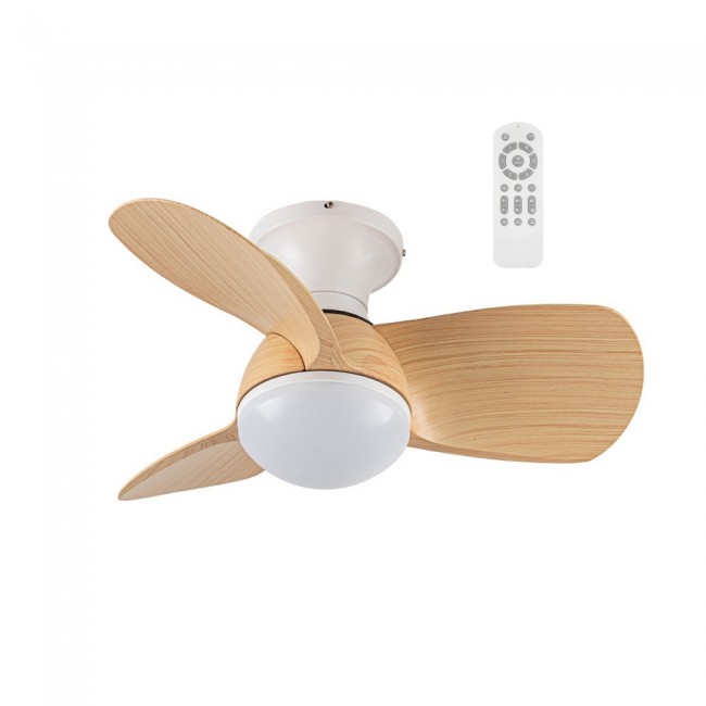 Ventilateur de plafond LED Mancado Blanc+Bois CCT Dim (20W)