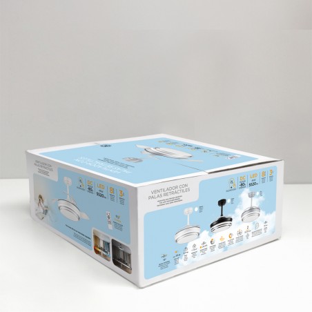 Ventilateur LED pales pliantes Mesina Mini Argent CCT Dim (46W)
