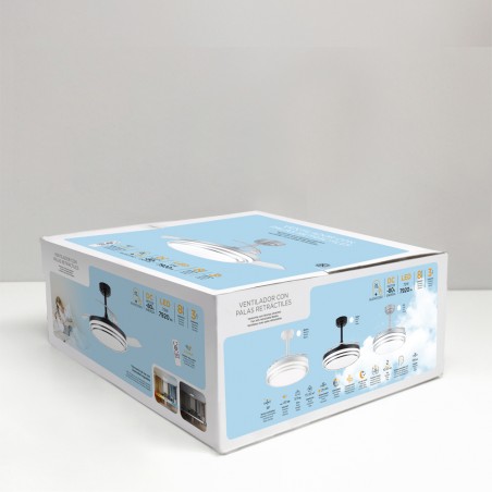 Ventilateur LED pales pliantes Mesina Argent CCT Dim (72W)