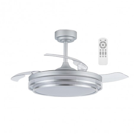 Ventilateur LED pales pliantes Mesina Argent CCT Dim (72W)