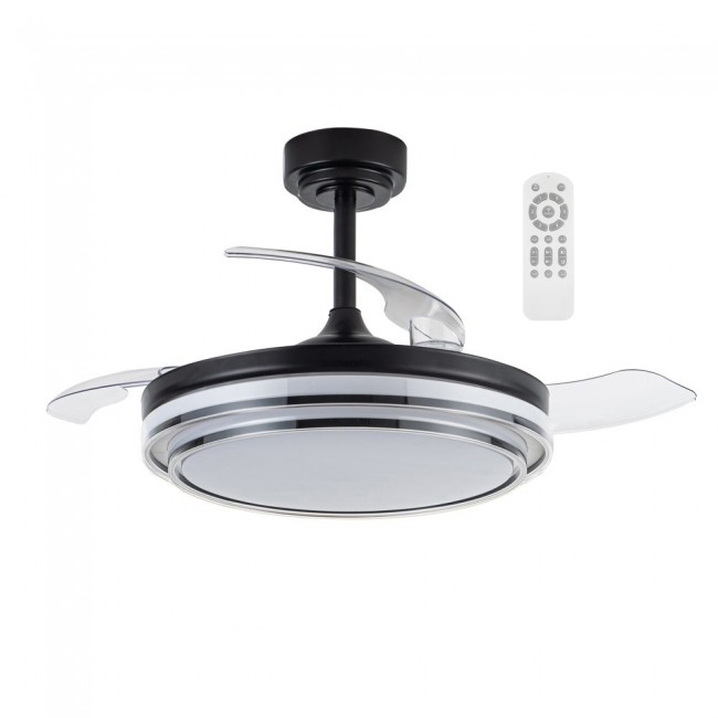 Ventilateur LED pales pliantes Mesina Noir CCT Dim (72W)