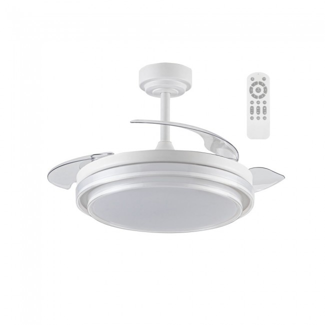 Ventilateur LED pales pliantes Mesina Blanc CCT Dim (72W)
