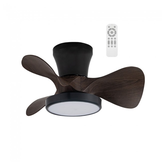 Ventilateur de plafond LED Merial Noir+Bois CCT Dim (20W)