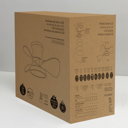 Ventilateur de plafond LED Merial Blanc+Bois CCT Dim (20W)