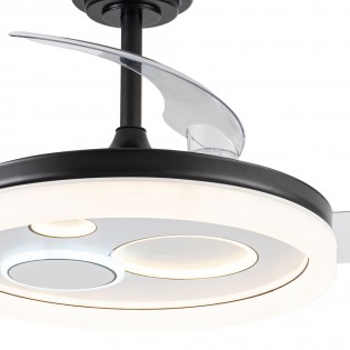 Ventilateur LED pales rétractables Raina Noir CCT Dim (50W)