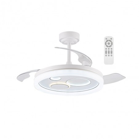 Ventilateur LED pales rétractables Raina Blanc CCT Dim (50W)
