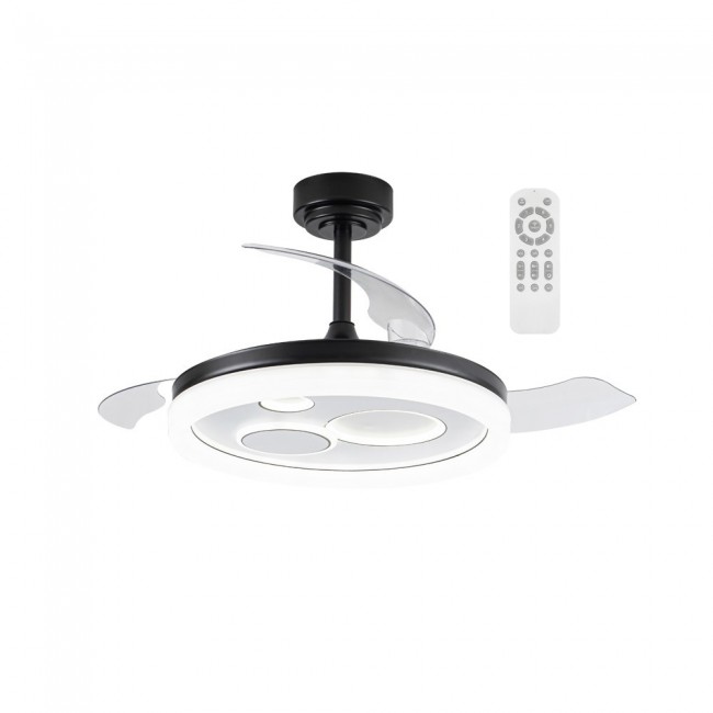 Ventilateur LED pales rétractables Raina Noir CCT Dim (50W)