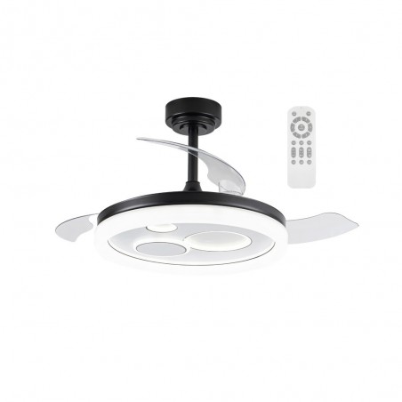 Ventilateur LED pales rétractables Raina Noir CCT Dim (50W)