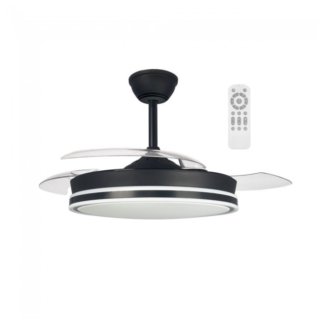 Ventilateur LED pales pliantes Surpino Noir CCT Dim (45W)