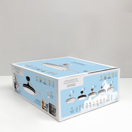 Ventilateur LED pales rétractables Perla Noir CCT Dim (72W)
