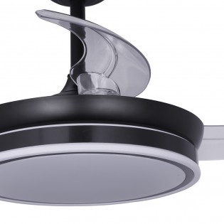 Ventilateur LED pales pliantes Perla Mini Noir CCT Dim (46W)