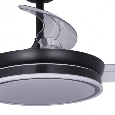 Ventilateur LED pales pliantes Perla Mini Noir CCT Dim (46W)