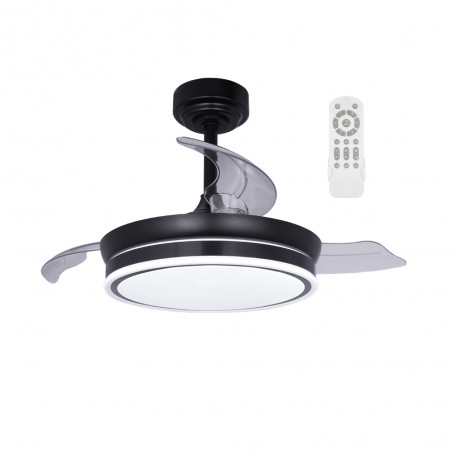 Ventilateur LED pales pliantes Perla Mini Noir CCT Dim (46W)